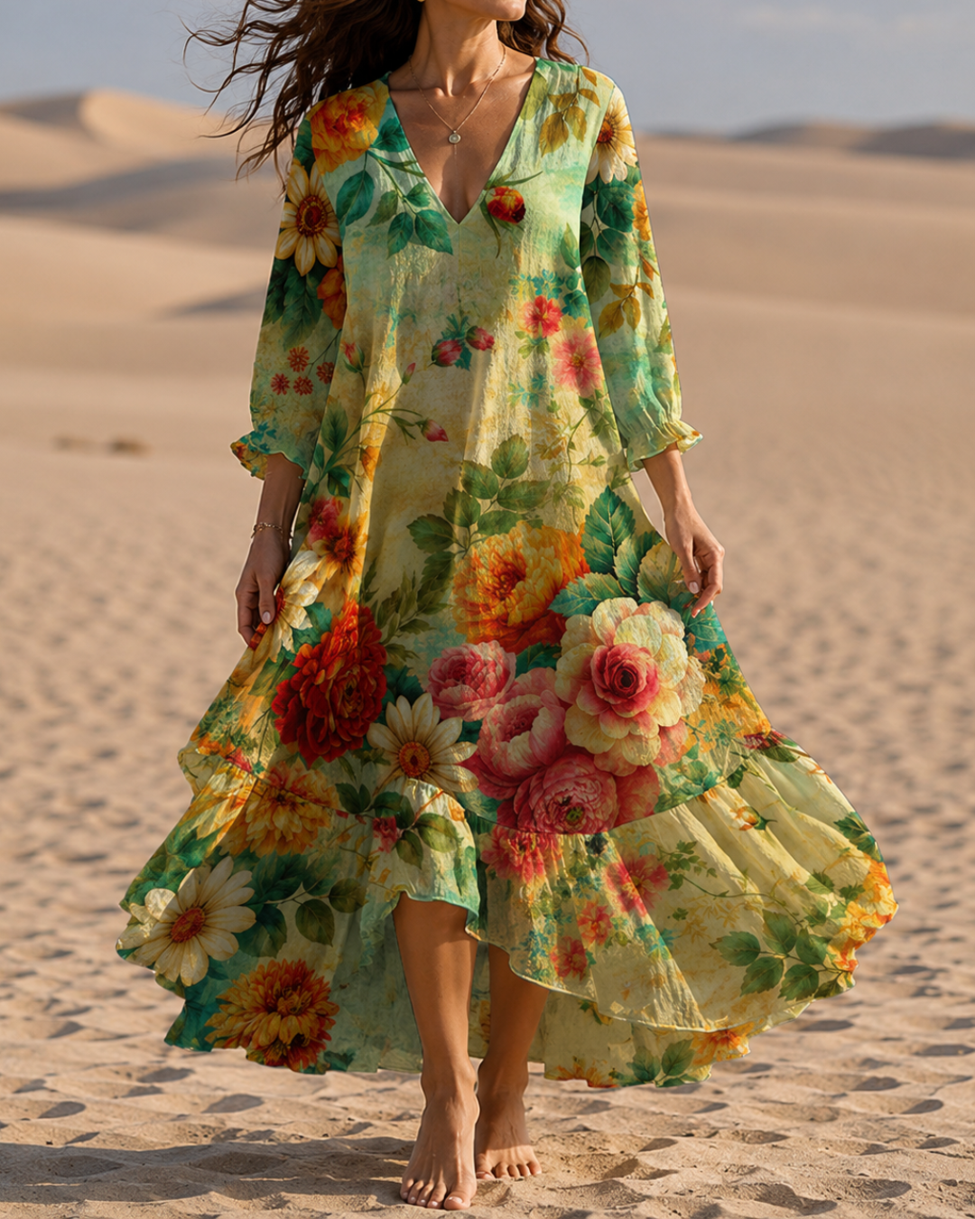 Bettina | Elegantes Midikleid Mit Blumendruck