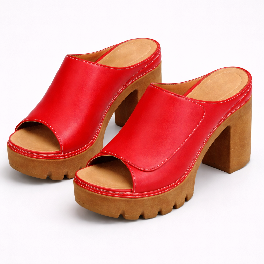 Renate™ | Elegante Plateau-Pantoletten mit Blockabsatz