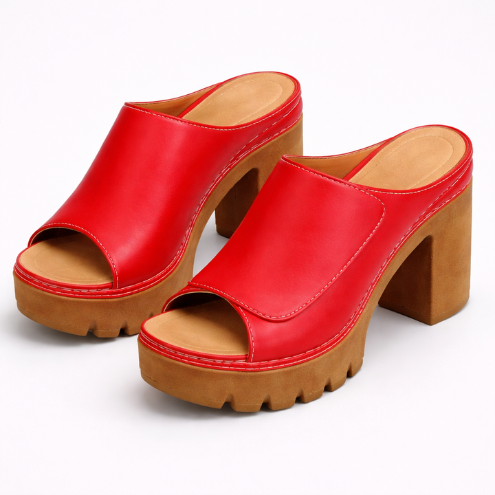 Renate™ | Elegante Plateau-Pantoletten mit Blockabsatz
