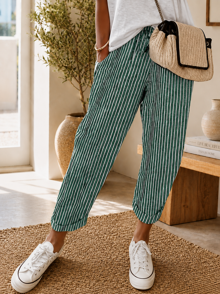Nicole | Gestreifte Freizeithose mit weitem Bein