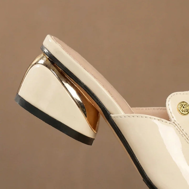 Olga™ | Elegante Lack-Pantoletten mit Blockabsatz