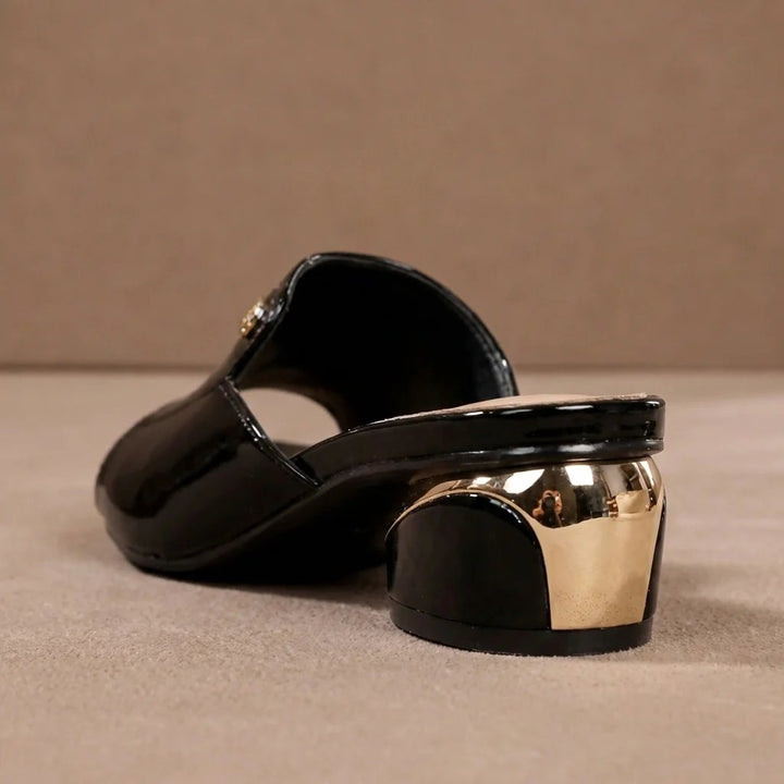 Olga™ | Elegante Lack-Pantoletten mit Blockabsatz