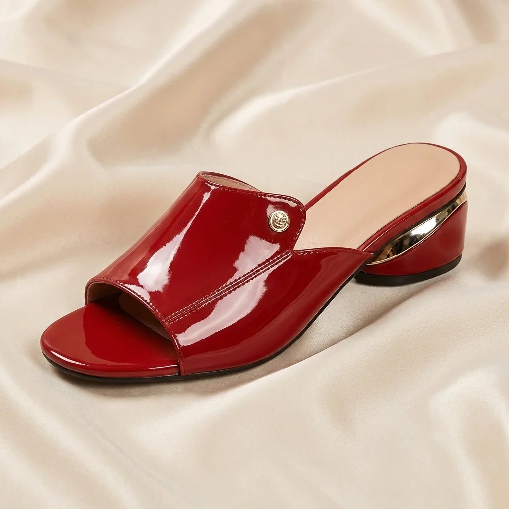 Olga™ | Elegante Lack-Pantoletten mit Blockabsatz