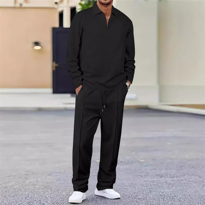 Hermann I Herren-Set aus Waffelstoff: Half-Zip Sweatshirt & Hose