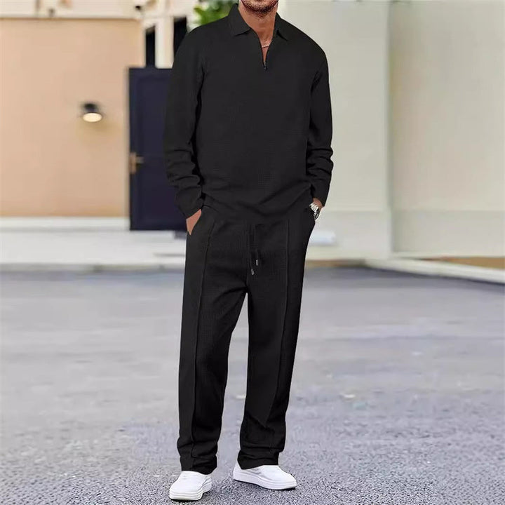 Hermann I Herren-Set aus Waffelstoff: Half-Zip Sweatshirt &amp; Hose