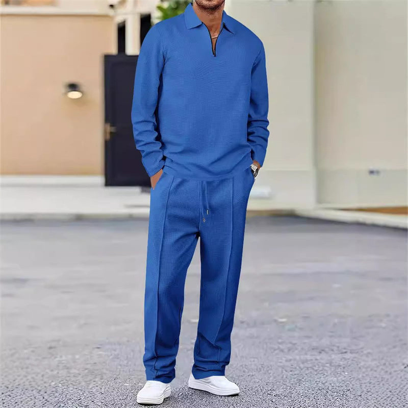 Hermann I Herren-Set aus Waffelstoff: Half-Zip Sweatshirt & Hose