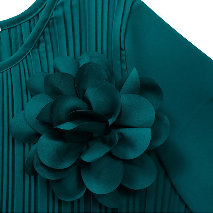 Leila | Plissee Midikleid Mit 3/4-Ärmeln Und Gürtel