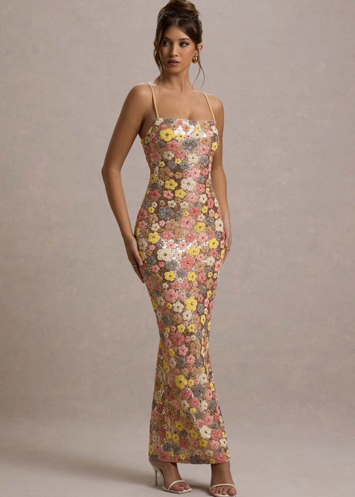 Jennifer™ | Elegantes Maxikleid mit Blumen und Pailletten