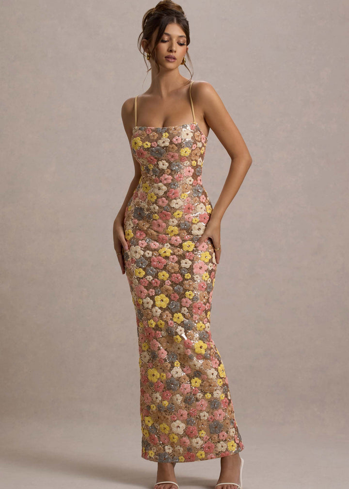 Jennifer™ | Elegantes Maxikleid mit Blumen und Pailletten