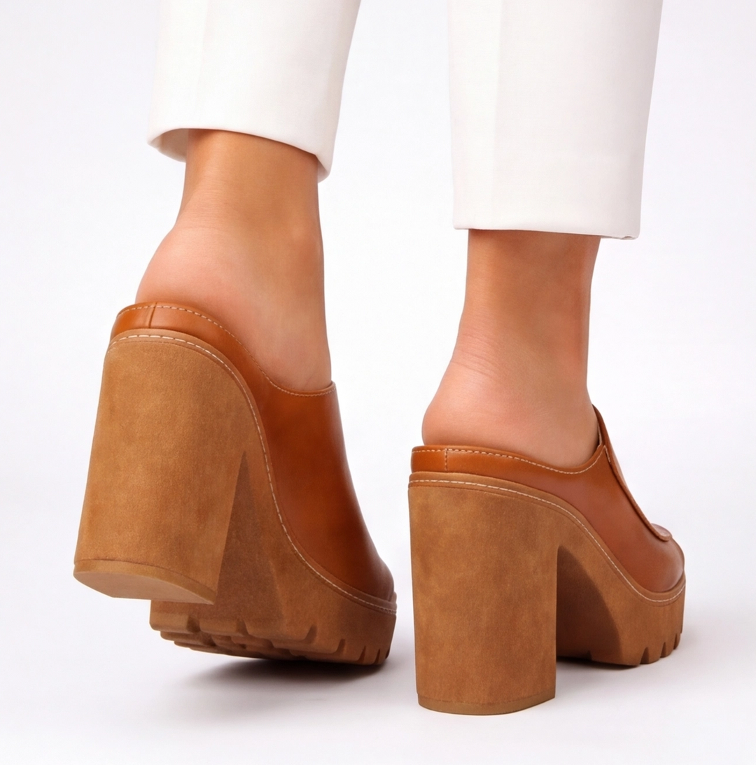 Renate™ | Elegante Plateau-Pantoletten mit Blockabsatz