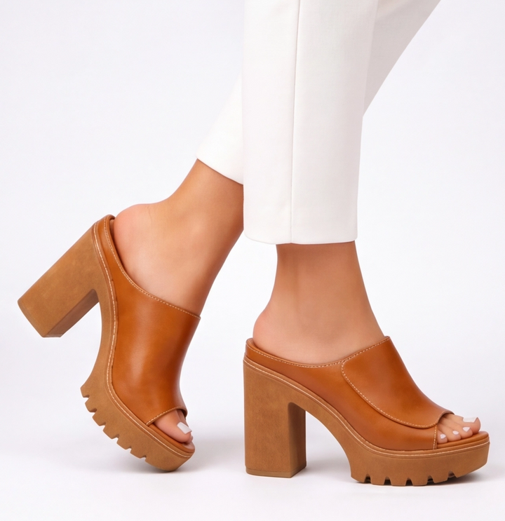 Renate™ | Elegante Plateau-Pantoletten mit Blockabsatz