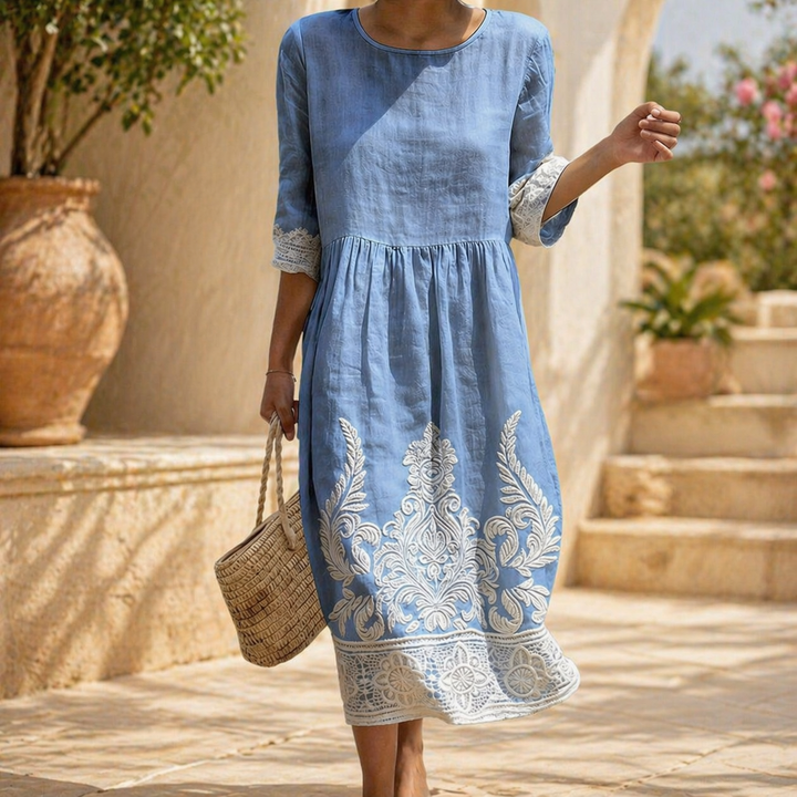 Tiffany | Kleid mit Pflanzen und Blumenmuster
